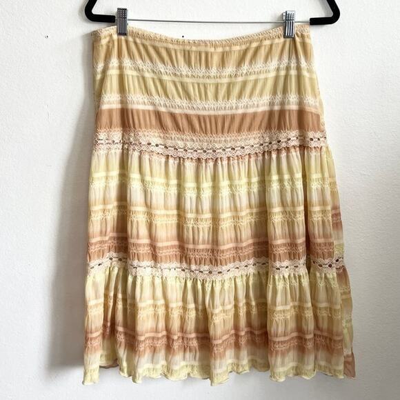 Vintage Tiered Maxi Skirt, Cottagecore Boho Prairie Y2K Hippie Large - Picture 2 of 4